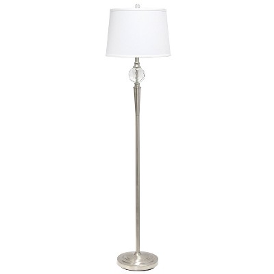 Elegant Silver Crystal Drop Floor & Table Lamp Trio Set with White Shades