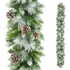 MOEPISY Pre-lit Christmas Garland 9FT with 100 Warm Lights, Frosted Cedar - 2 of 4
