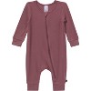Modern Moments by Gerber Baby Neutral 2-Pack Long Sleeve Footless Rompers, Gray and Purple - 2 of 4