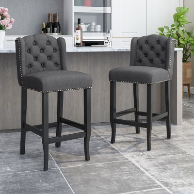 NicBex Dining Chairs Set of 2 Upholstered Chair Counter Height Stools?Fabric Tufted Wingback Chairs for Kitchen, Blue
