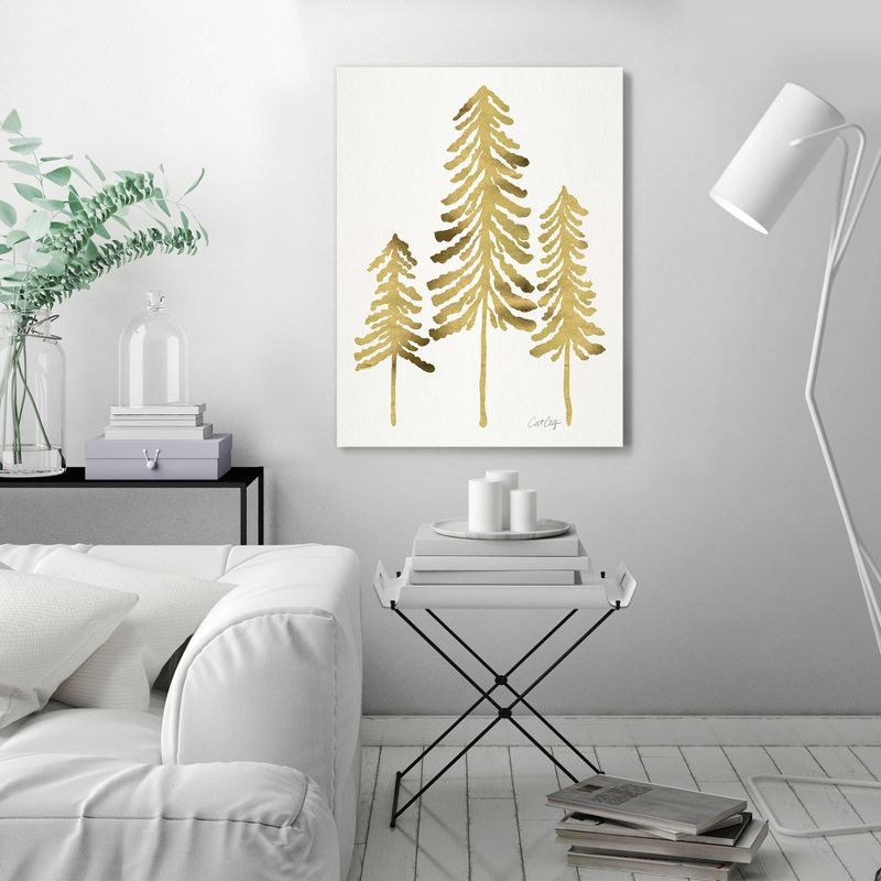 Americanflat Minimalist Botanical Pine Trees Gold By Cat Coquillette Canvas, 3 of 9