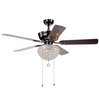 52" x 52" x 22" Taliko Crystal Basket Housing Ceiling Fan Black/Brown - Warehouse of Tiffany