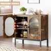 Sideboard Buffet Cabinet, Wooden Storage Cabinet with Natural Rattan Doors, Double-layer Boho Accent Sideboard - 3 of 4