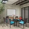 Costway 7PCS Patio Rattan Dining Chair Table Set with  Cushion Umbrella Hole Black/Navy - 4 of 4