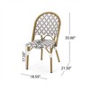 SKRAN Outdoor PE Rattan and Aluminum French Bistro Chairs, Set of 2, Gray & White, and Bamboo Finish  for Garden, Patio, Outdoor - 3 of 4