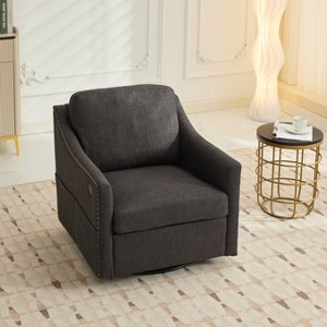 CAVINAS Fabric Swivel Accent Chair with USB and Magazine Book for Living Room and Hotel Bed Room - 1 of 4