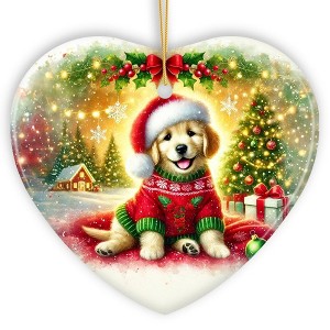 Majestic Golden Retriever with Santa Hat Ornament, Delightful Christmas Gift and Decor| OrnamentallyYou - 1 of 4