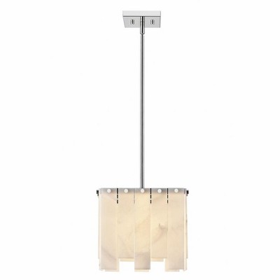 Art Deco Minimalist Alabaster & Polished Nickel Pendant Light