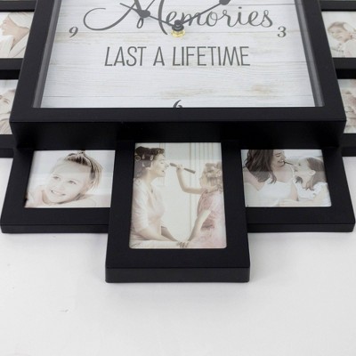Black Geometric Picture Frame Collage Wall Clock