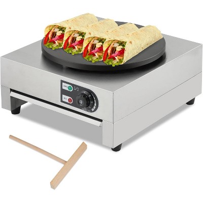 16" Commercial Electric Crepe Maker 1500W Pancake Maker Griddle Adjustable Temperature