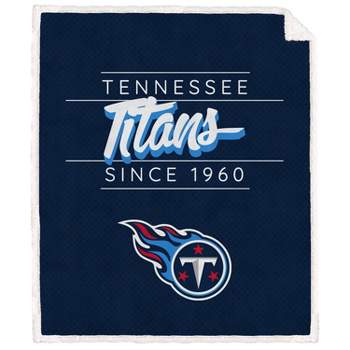 NFL Tennessee Titans Legacy Script Sherpa Flannel Fleece Blanket