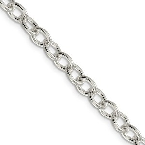 Black Bow Jewelry 6.8mm, Sterling Silver, Solid Oval Cable Chain Necklace - 1 of 4