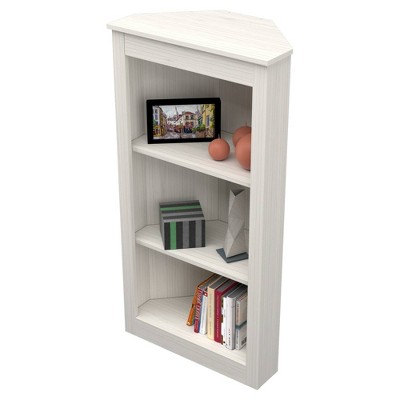 Elegant Washed Oak Corner Bookcase with 3 Open Shelves