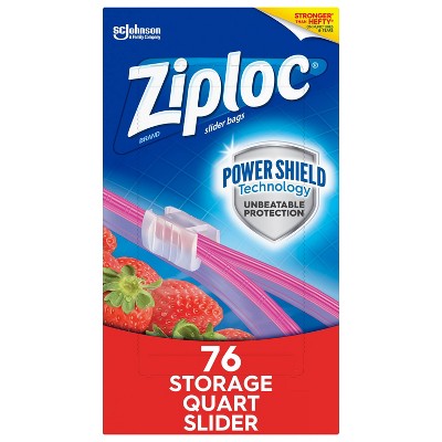 Ziploc Slider Storage Quart Bags with Power Shield Technology - 76ct