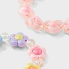 Girls' 2pk Flowers and Hearts with Beads Stretch Bracelet Set - Cat & Jack™️: Acrylic, Pull-On, 3 Years and Up - 3 of 3