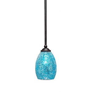 Toltec Lighting Zilo 1 - Light Pendant in  Dark Granite with 5" Turquoise Fusion Shade - 1 of 1