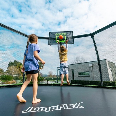 JumpFlex Black and Green Flexible Trampoline Basketball Hoop