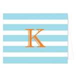 "K" Monogram Cabana Stripe Folded Notes Collections Light Blue