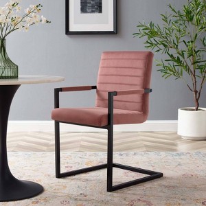 Modway Set of 2 Savory Dining Performance Velvet Armchairs Dusty Rose: Metal Legs, No Assembly Required, Modern Style - 1 of 4