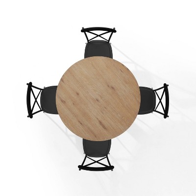 Rustic Brown and Matte Black 5-Piece Round Dining Set with Camille Chairs