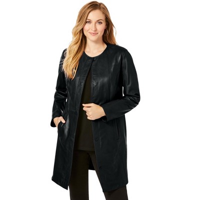 Jessica London Women's Plus Size Three-Quarter Leather Jacket