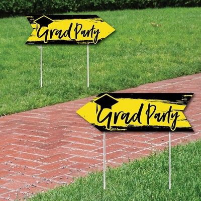 Big Dot of Happiness Yellow Grad - Best is Yet to Come - Yellow Graduation Party Sign Arrow - Double Sided Directional Yard Signs - Set of 2