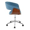 TiramisuBest Mid-Century Modern Blue Fabric Office Chair, Adjustable Height, Swivel, Chrome Base with Casters - 2 of 4