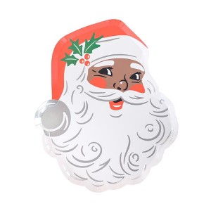 Jollity & Co. - Santa Claus Small Plates - Red & Brown - Pack of 8 Plates - 1 of 2