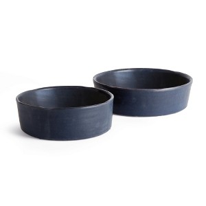 Plum & Post Studio Decorative Low Bowls, Set of 2 - Navy, Handcrafted - 1 of 4