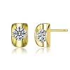 Guili Sterling Silver Geometric Stud Earrings with Cubic Zirconia – A Sleek and Modern Design That Blends Minimalist Elegance with Timeless Sparkle - 3 of 3