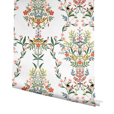 Luxembourg White Floral Damask Peel and Stick Wallpaper Roll