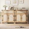 Rattan Sideboard Buffet Cabinets with Storage, Farmhouse Kitchen Accent Storage Cabinet with Drawer, Boho Wooden Coffee Bar Cabinet ,Natural - 3 of 4