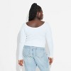 Women's Long Sleeve Seamless Double Scoop Neck Top - Wild Fable™ - 3 of 3