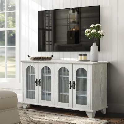 Wooakway TV with glass doors stand for living room, multifunctional combination TV stand, large capacity storage cabinet