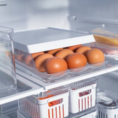 OU Egg Holder for Fridge, BPA Free Rolling Egg Organizer for Refrigerator Organization, Clear Stackable Container for Kitchen Organizers and Storage — фото 8