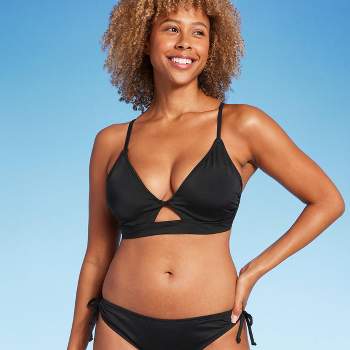 Women's Triangle Bralette Faux Wrap Halter Bikini Top - Shade & Shore™ Navy  L : Target