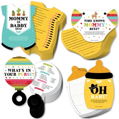 Big Dot of Happiness Let's Fiesta - 4 Baby Shower Games - 10 Cards Each - Gamerific Bundle