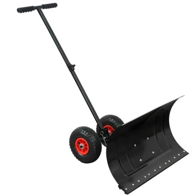 EAGLE PEAK Wheeled Snow Shovel, Multi-Angle Snow Pusher with Adjustable Handle