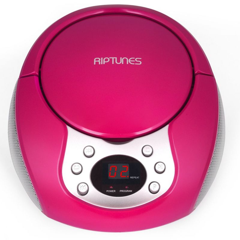 Riptunes Portable CD AM/FM Boombox, Pink, 1 of 4