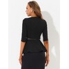 INSPIRE CHIC Women's 3/4 Sleeve Belted Elegant Business Work Peplum Top - 3 of 4