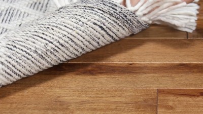 Ivory and Black Handmade Wool Geometric Area Rug, 3' x 5'