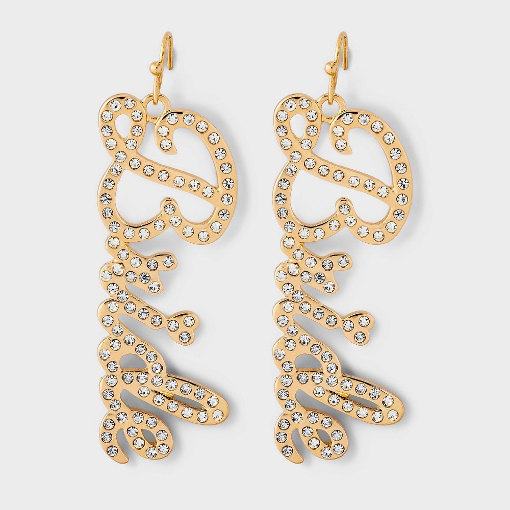 Photos - Earrings "Bride" Post Drop Earring - Gold