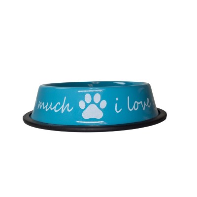 I Love You So Much Blue Stainless Steel Elevated Dog Bowl (24oz)