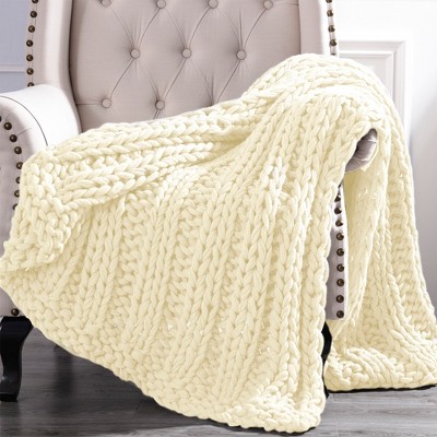 Modern Threads Chunky Knit Acrylic Throe Blanket, 50" x 60", Ivory