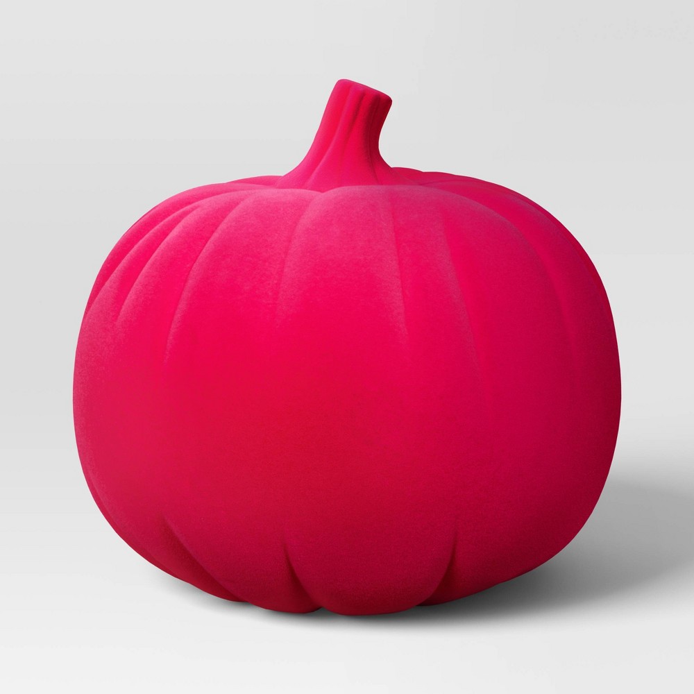 Photos - Other interior and decor Plastic Halloween Flocked Decor Neon Pink Pumpkin - Hyde & EEK! Boutique™: