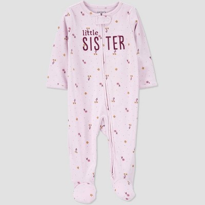Image of Carter's Just One You® Baby Girls' Little Sister Footed Pajama - Purple 3M