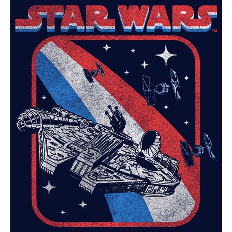 Men's Star Wars Patriotic Vintage Millennium Falcon Stripes T-Shirt, 2 of 6