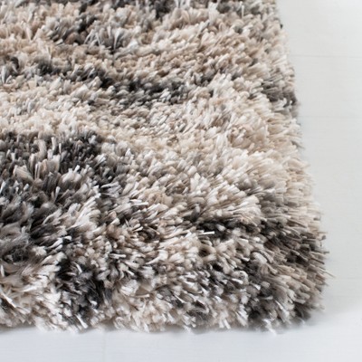 Gray Rectangular Shag Synthetic Area Rug