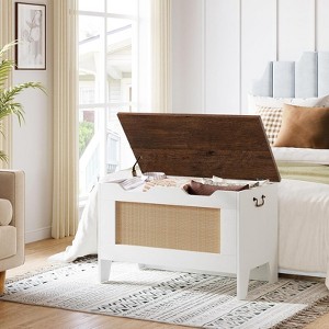25/30/39"Farmhouse Storage Bench-Sturdy Wood Toy Chest with Safety Hinge, 350 lb Weight Capacity for Entryway & Bedroom - 1 of 4