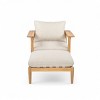 Acacia Wood Outdoor Lounge Chair with Beige Cushions, Wide Backrest and Armrests for Patio or Garden Relaxation-Cuddlewood - 2 of 4